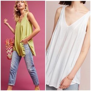 Anthro WHITE Pleated Tunic Tank